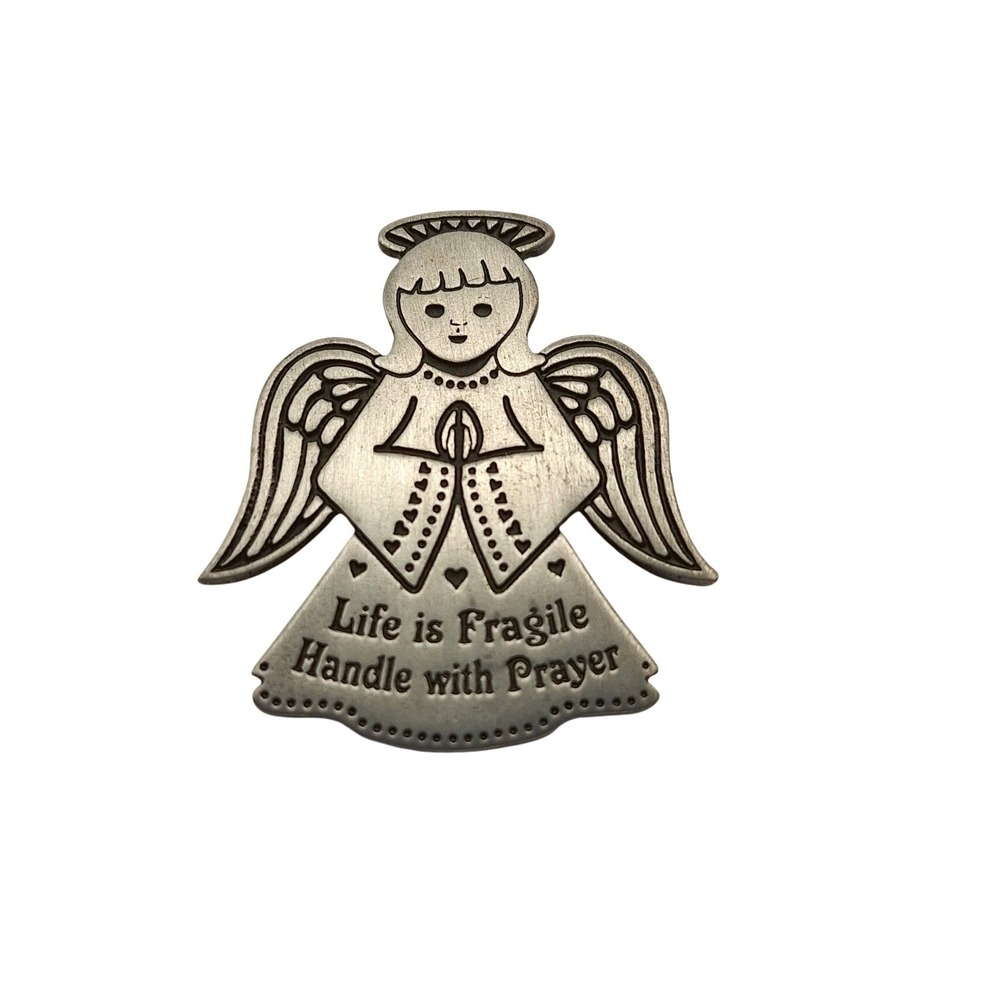 CAMCO Pewter Angel Visor Clip Life is Fragile Prayer Religious Car Accessory